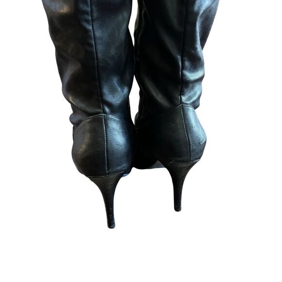 BCBGENERATION Black Knee High Vegan Leather Studded Stiletto Boots 7.5 - Picture 4 of 5